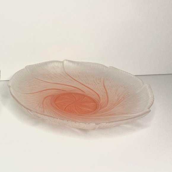 Vintage Pink Lotus Identification Art Glass Tea Bowl W/ Saucer - Picture 8 of 8